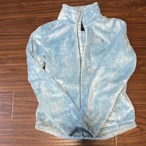 Baby blue north face fuzzy zip up